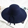 Allch Rts Polyester Women Fedora Wide Brim Camel Color Felt Floppy Hat