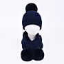 Baby Hat Sets Children Real Big Fur Pom Pom Beanie Wool Cashmere Knitted Kids Hat and Scarf Set