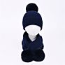 Baby Hat Sets Children Real Big Fur Pom Pom Beanie Wool Cashmere Knitted Kids Hat and Scarf Set