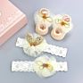 Baby Headband Socks Suit Lace Floral Bow Baby Girls Headbands Elastic Bowknot Newborn Hair Band Turban Socks Set