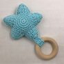 Baby Rattle Teething Toys Crochet Nursering Baby Play Gym Star Teether Toy with Wood