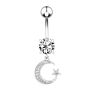 Beach Gold/Silver Plated Stainless Steel Body Piercing Jewelry Women Star Crystal Moon Pendant Belly Button Rings Barbell