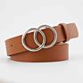 Belts for Women Double Ring Belt Pu Leather Metal Buckle Waist Belt Female Ladies Casual Dress Jeans Wild Waistband