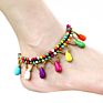 Bohemian Ethnic Wind Hand-Woven Bells Water Drop Bracelet Retro Copper Beads Turquoise Beach Anklet Female