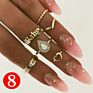 Boho Vintage Ring Set Gold Knuckle Rings for Women Crystal Star Crescent Geometric Female Finger Rings Set Jewelry