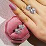 Brass Square round Geometric Bride Earrings Wedding Pink Diamond Cz Zircon Heart Stud Earrings for Women