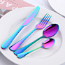 Buygo 4 Pcs 1010 Cutlery Gift Set Fork Knife Spoon Restaurant Party Tableware Eating Utensils Black Flatware Silverware Set