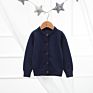 screw  neck single button cotton kids cardigan sweater