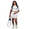 Casual Solid Color Night Club Embroidery Lucky Label Turtleneck Zip up Hoodie and Shorts Ribbed Two Piece Set Women