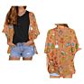 Christmas Blue Bell Cartoon Chiffon Kimono Cardigans Polynesian Tribal Style Casual Loose Open Front Swimwear Shirt Beach Women