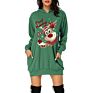 Christmas Hoodies Women Long Sleeve Sweatshirt Christmas Printed Pocket Women Sweatshirt Dress Hoodies