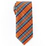 Classic Ties Mens Orange Plaid Microfiber Woven Tie Check Necktie