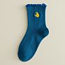 Colorful Fruit Embroidery Cartoon Socks Women Agaric Ruffle Edge Pile Socks Caramella Socks