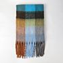 Colorful Plaid Blanket Scarf 100% Wool Fringe Pashmina Scarf Women