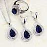 Blue Zircon Water Drop Jewelry Set