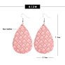 Creative Handmade Light Weight Flower Print Teardrop Earrings Leather Earrings for Women Party Wedding Jewelry