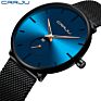 Crrju 2150 Men Original Stainless Steel Mesh Strap Simple Quartz Analog Charm Wrist Watches