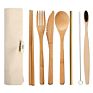 Customized Logo Portable Outdoor Travel Tableware Straw Utensils Eco Friendly Cutlery Set Bamboo