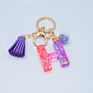 Cute English Letter Pendant Key Chains Ring Tassel Keyring Resin Acrylic Initial Car Handbag Keychain Holder Accessories Jewelry