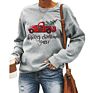 Design Womenes Christmas Car Letters Print Pullover Sweatshirt