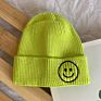 Ee282 Knit Beanies Kids Smile Face Knitted Beanie Hats Skull Cap Slouchy Cuffed Smile Printing Toddler Warm Beanie Caps