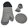 Extra Long Oven Mitts and Pot Holders Sets Heat Resistant Silicone Oven Mittens with Mini Oven Gloves and Pads Potholders