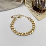 Finetoo Luxury Gold Cuban Link Chain Bracelet Gold Plated Punk Style Chunky Charm Bracelets for Women