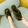 Fluffy Slippers Women Indoor Shoes Ladies Cross Leopard Print Fur Slippers Female Home Fur Slides Faux Fur Slipper