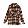 Front Pocket Design Casual Plaid Jacket Autumn Coat Women