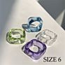 Geometric Chunky Candy Color Poly Acrylic Rings Cute Marble Texture Acid Acetate Colorful Acrylic Resin Ring Set for Woman