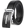 Gina Free Logo Men's Real Leather Ratchet Dress Belt with Automatic Buckle