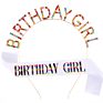 Glitter Birthday Girl Sash Rhinestone Happy Birthday Headbands Set for Girls Birthday Party Supplies