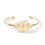 Gold Copper Wire Wrapped Open Cuff Bangle Handmade Women Natural Stone Bangle