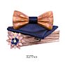 Handmade 3D Adjustable Bow Tie Wooden Set with Pocket Square Brooches for Men