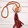 Handmade Wooden Disc Bead Beaded Pendant Women's Necklace Pearl Crystal Leopard Fabric Tassel Long Wool Chain