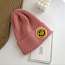 Hf Candy Color Smiley Face Label Warm Knitted Hat