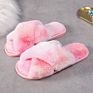 Home Slippers Shoes Ladies Cross Soft Plush Furry Female Open Toe Slides Women Warm Faux Fur Slippers