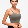 in Built Bra Short Style Sports Yoga Wear Crop Fitness Workout Women's Tank Cami Tops