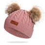 Infant Toddler Baby Knitting Woolen Hat Warm Pure Color Double Pom Pom Boys Girls Beanie Cap Kids Hats