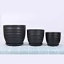 Ins Matte Glazed Ceramic Planter Pot with Saucer Modern round Decor Indoor Planter with Drainage Hole for Plants