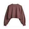 Jl-10213 In-Stock Items Printing Cotton Short Brown Hoodie Sweatshirts Women Crop Top Fleece Lined Hoodie