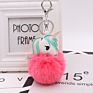 Kazufur Unicorn Fur Ball Bag Charm Pony Faux Fur Ball Keychain 8Cm