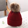 Kids Warm Embroidered Knitted Beanie Cap with Pom Pom