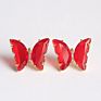 Korean Jewelry Color Transparent Glass Butterfly Earrings Needle Crystal Butterfly Stud Earrings