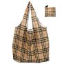 Large Capacity Grocery Food Plaid Tote Bag Supermarket Foldable Blue Reuseable Shopping Bags Logo Printed