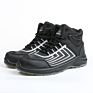 Light Genuine Leather Black Mid Cut Safety Shoes with Steel Toe for Man