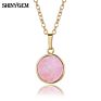 Long Chain round Shape Crystal Charm Costume Jewelry Druzy Stone Jewellery Pendant Necklace for Women and Girls