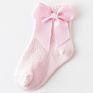 Lovely Baby Infant Girls Socks Kids Pure Color Pink Red Yellow Mesh Ruffle Socks Cute Bow Knot Short Socks