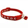 Multi Colors Paw Print Adjustable Nylon Pet Cat Dog Collar with Bell