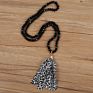 Necklace Jewelry Women Crystal Bead with Cloth Leopard Cow Print Tassels Crystal Beads Necklace